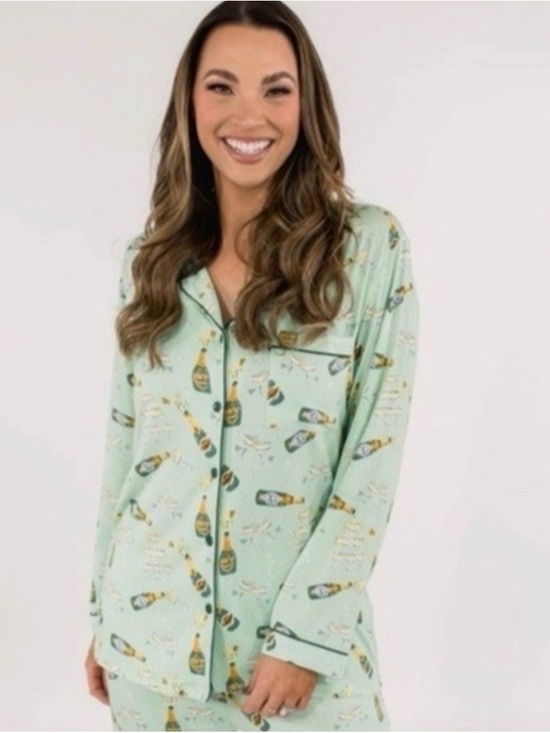In My Sundays Other - NWOT Women’s Mint Champagne-Print Button Pajama Set-In My Sundays